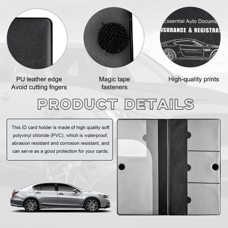 Yourkar Car Registration and Insurance Holder, 9.56"×5.19" Automotive Glove Box Organizer, Vehicle Card Document Glove Box Organizer for Documents Cards License, Car Accessories (Black) - Image 3